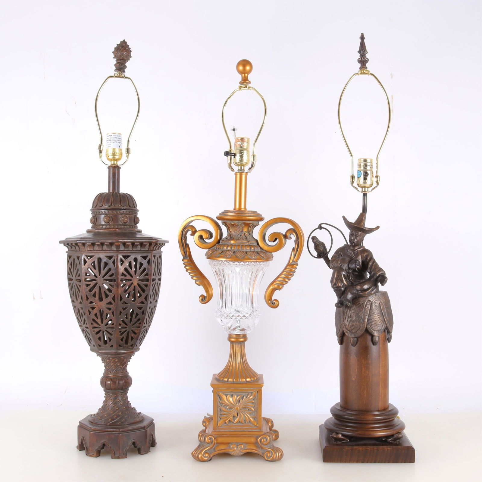 Asian & French Style Lamps - Frederick Cooper: Asian and French Style decorative table lamps made of glass, metal, wood and composite, Asian figure lamp by Frederick Cooper Lamps 32 1/2 - 35" Top of finial, 7-10 1/2" w, 7-9"d From a Stonington Con