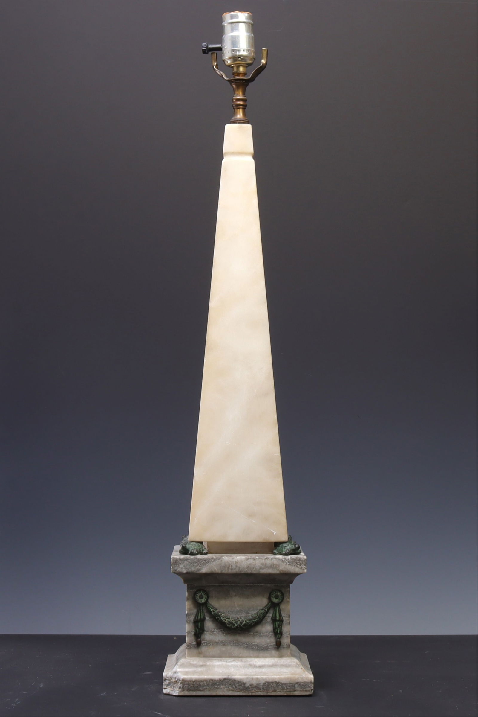 Neoclassical Style Marble Obelisk Lamp (1 of 4)