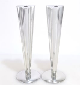 Pair Alvar Aalto Style Metal Candle Stands