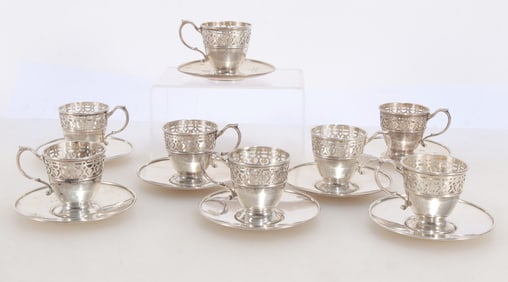 Tiffany & Co Sterling Demitasse Cups and Saucers