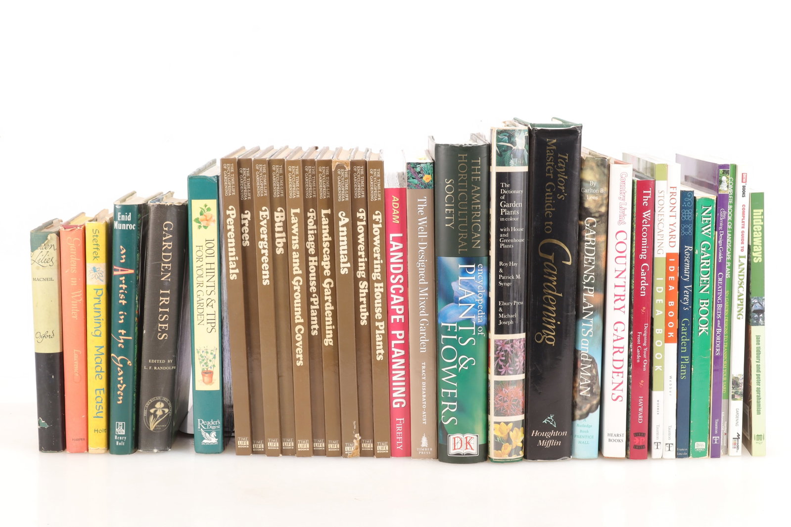 Group of Garden Books and Manuals.: A varied group of books, hard and soft covers, for the garden enthusiast. from landscape planning to encyclopedia of plants and flowers. Various. 5.5" x 8.25" to 9.25" x 12.125 Property from a Northwe