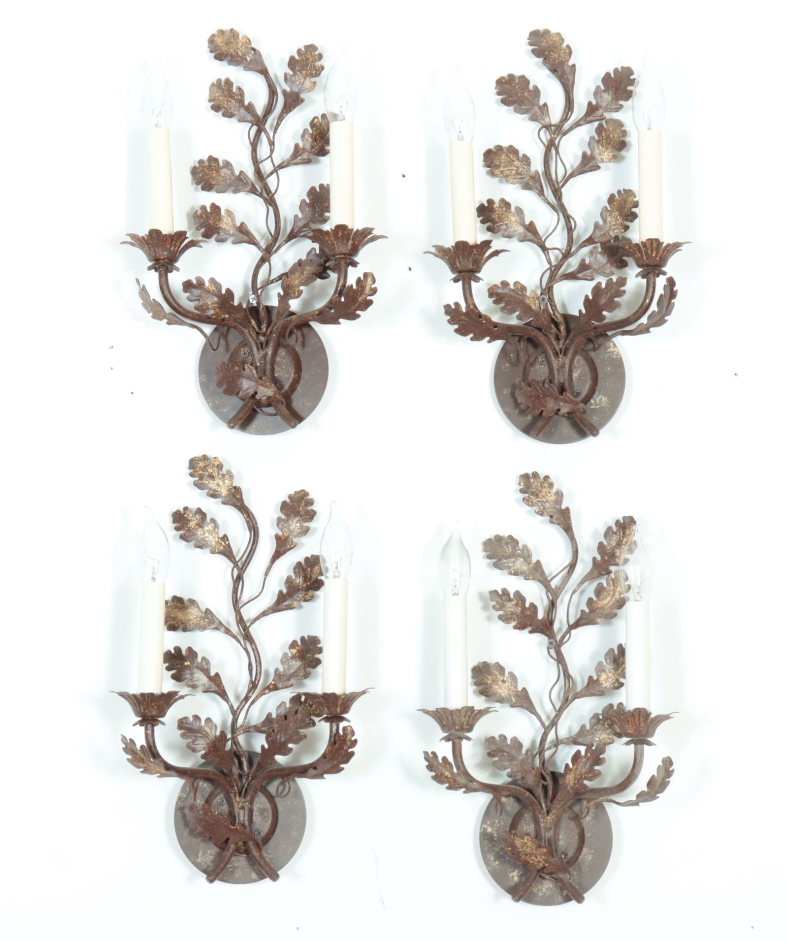 Set 4 Richard Taylor Oak 2-Light Sconces (1 of 8)