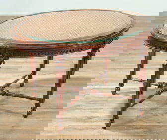 Louis XVI Style Caned Oak Side Table