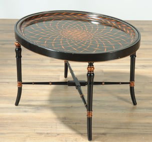 Regency Style Black Lacquer Tray Table