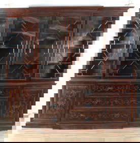 George III Inlaid Mahogany Breakfront Bookcase 18C