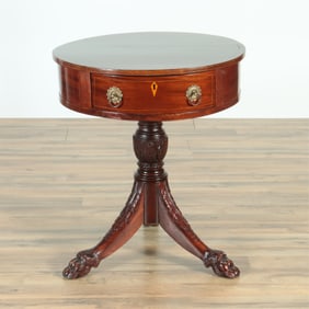 Federal Style Inlaid Mahogany Drum Table