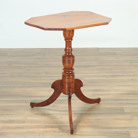 Late Federal Mahogany & Maple Tilt-Top Table