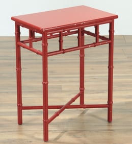 Regency Style Scarlet Painted Faux Bamboo Table