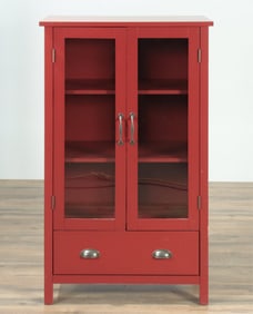 Country Style Red Painted Storage Cabinet