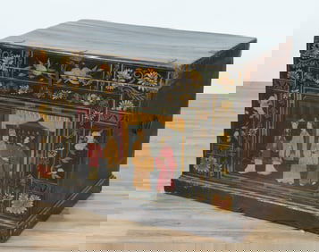 Chinese Iron Strapped Lacquered Trunk