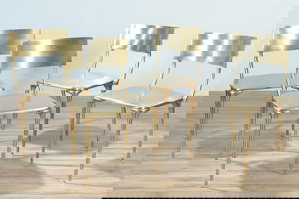 Four Crate & Barrel CB2 Oro Gold Dining Chairs