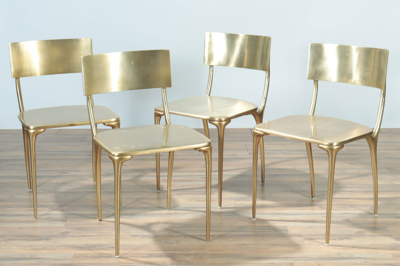 Four Crate & Barrel CB2 Oro Gold Dining Chairs (1 of 9)