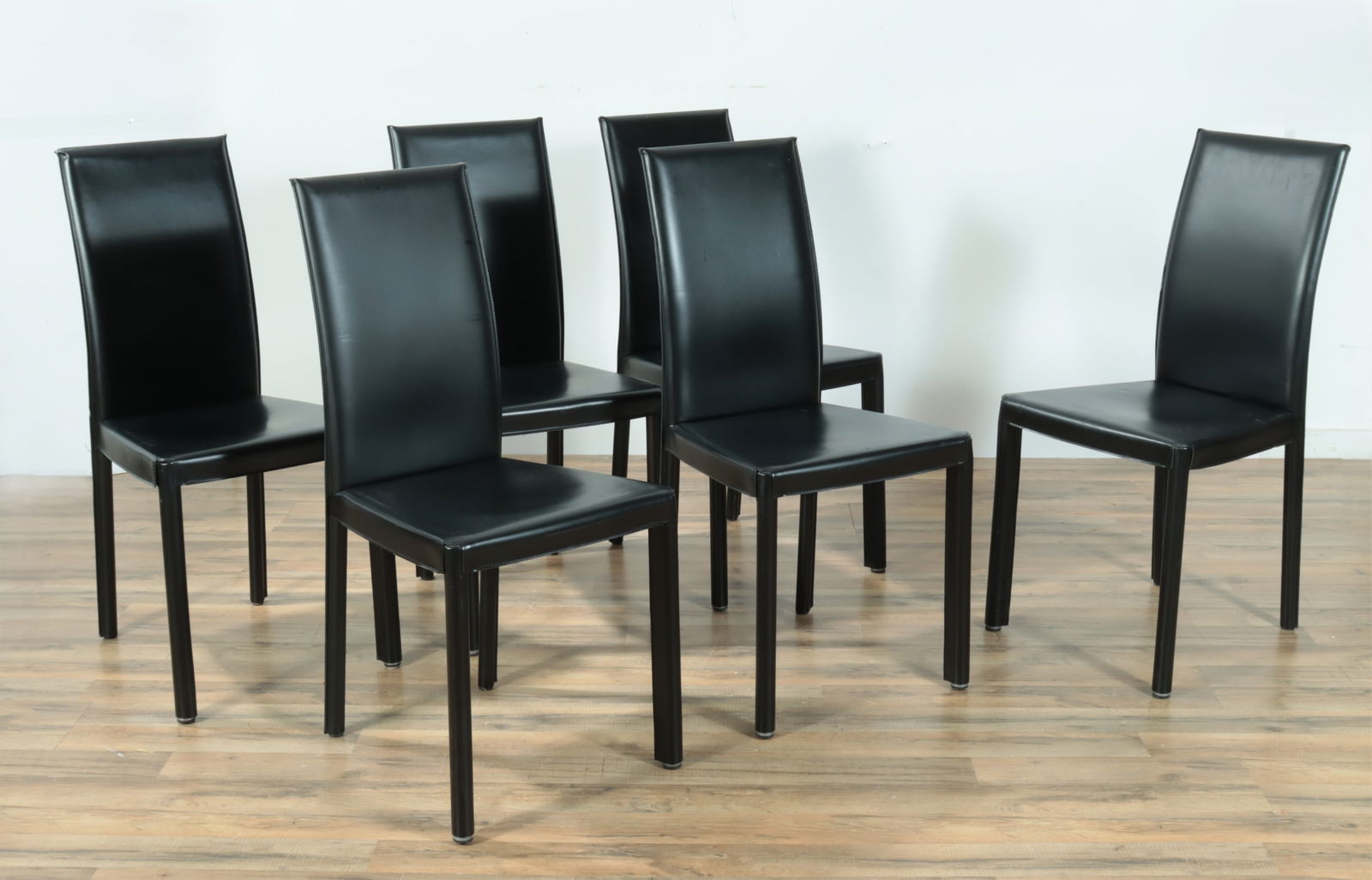 Set of 6 Italian Black Leather Dining Chairs (1 of 11)
