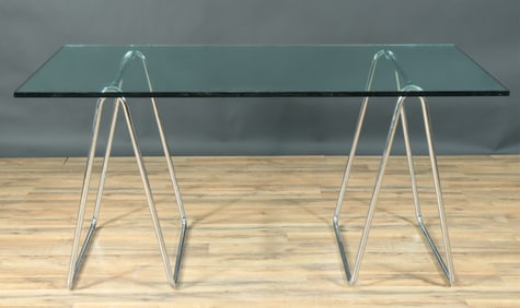 Mid Century Italian Chrome and Glass Writing Table