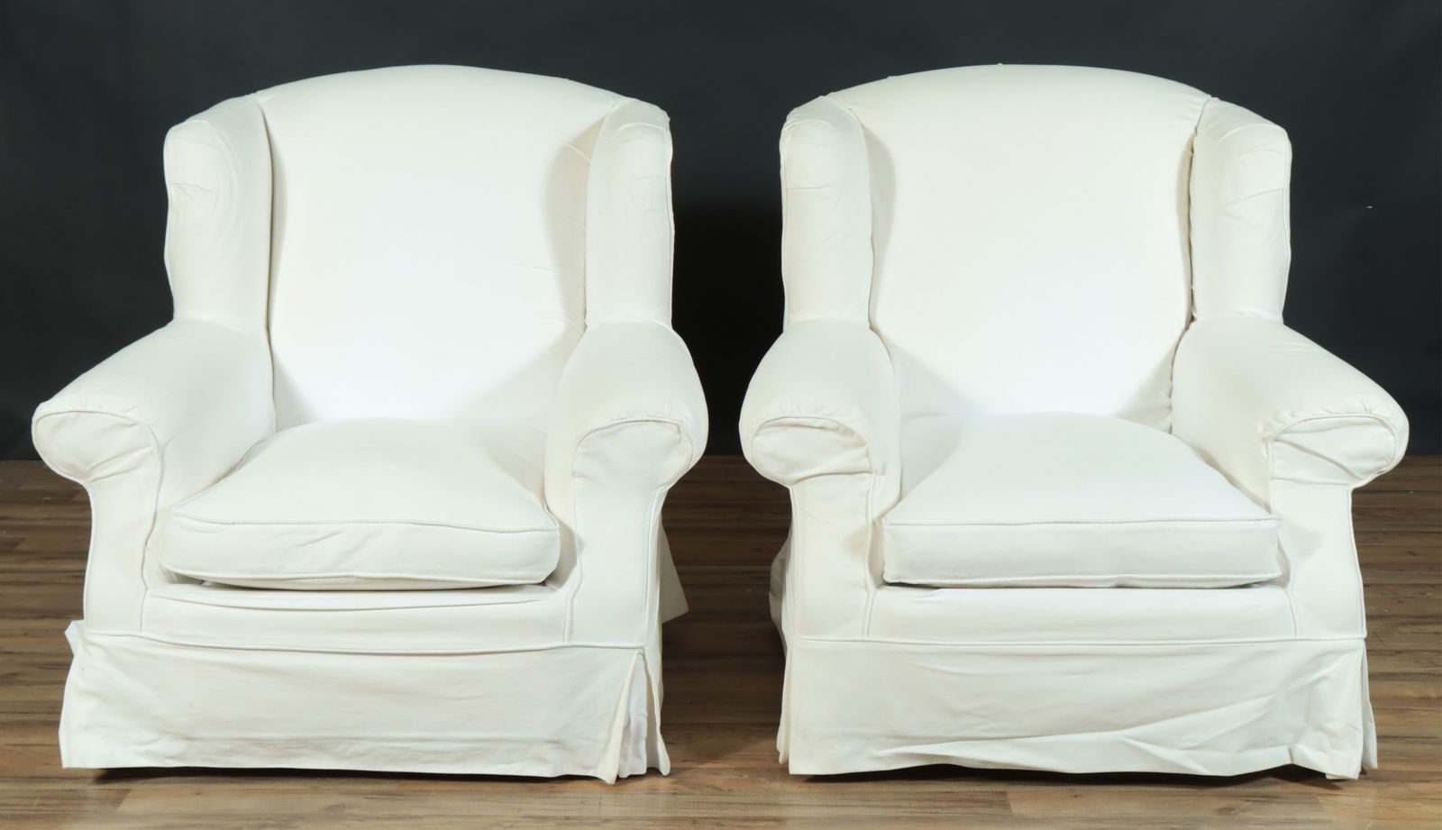 Pair Ralph Lauren Upholstered Wing Armchairs (1 of 8)