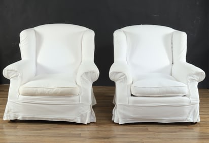 Ralph Lauren Upholstered Wing Armchairs