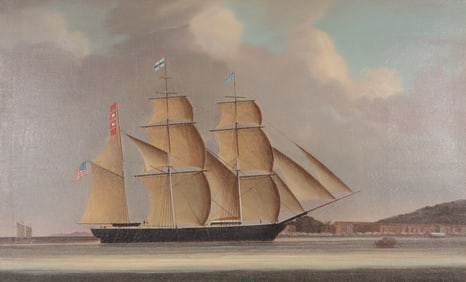 19th C. Macao China Trade Ship - O/C
