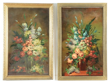Porrino - Two Floral Still Life O/B