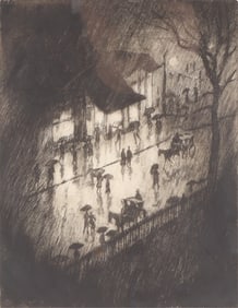 Joseph Pennell - Rainy Night - Etching