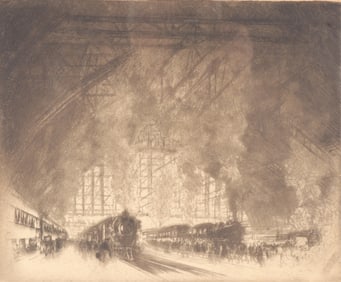 Joseph Pennell - Trains - Etching