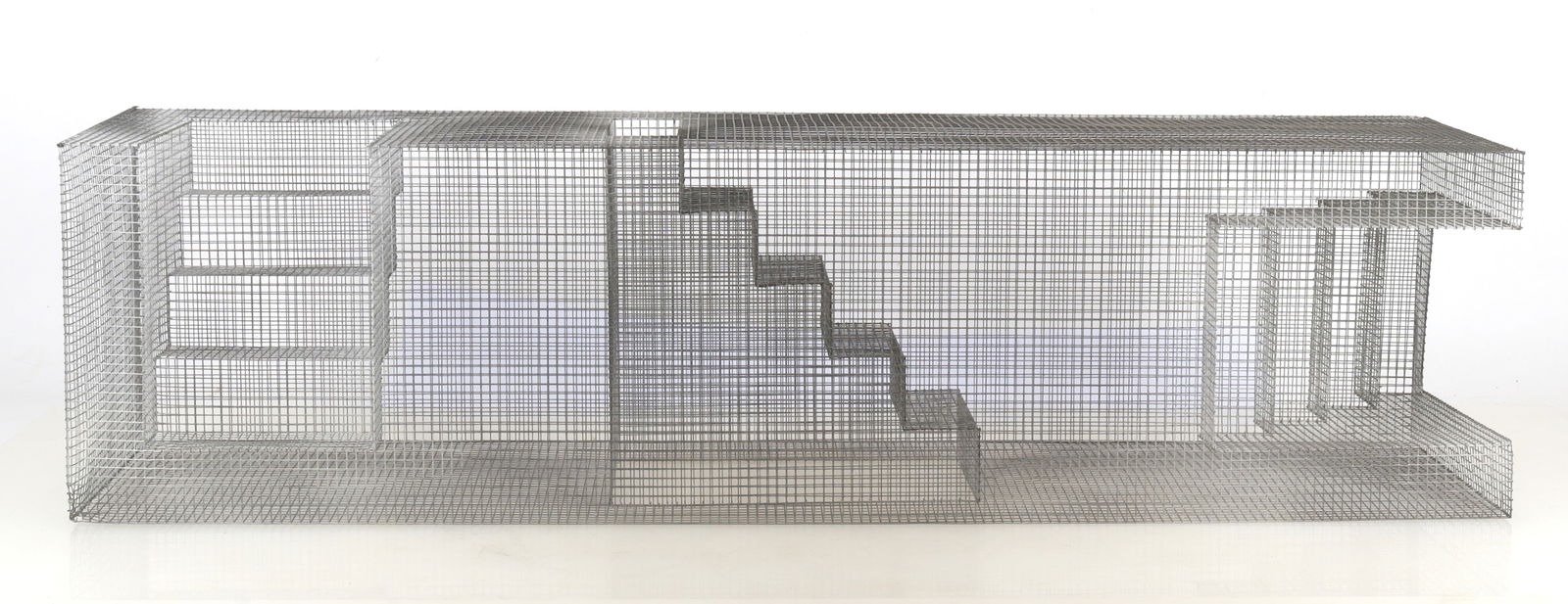 Tim Prentice - Metal Sculpture - Stair Forms: Tim Prentice, American, b.1930, Metal Sculpture, wire grid with stair forms 38 1/4 x 10 x 10 Property from the estates of Thomas Johnson Hubbard and Anne Attfield Hubbard of Bronxville NY and Cornwall
