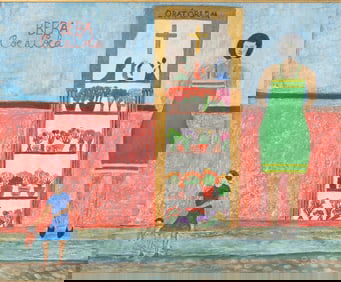 Outsider Art - Lady & Child - O/C