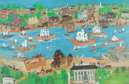 Charles Besozzi - East River - Outsider Art - O/B