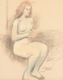Raphael Soyer - Seated Nude - Pastel on paper