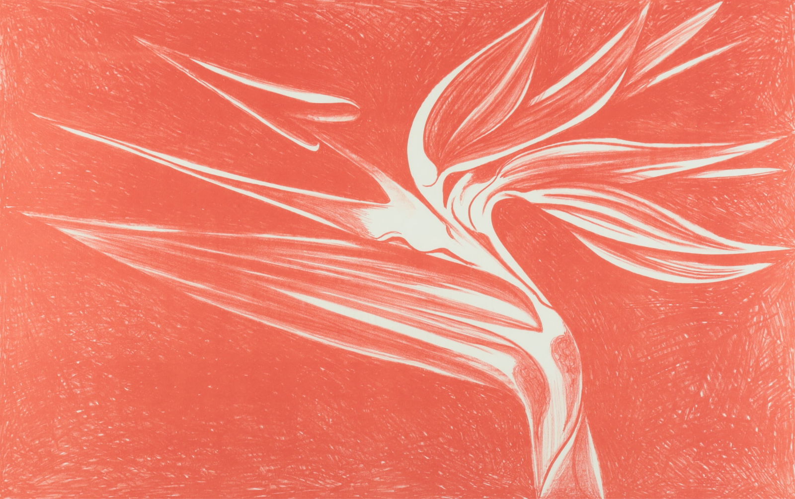 Lowell Nesbitt - Bird of Paradise Serigraph: Lowell Nesbbitt (American, 1933-1993) Bid of Paradise serigraph on wove paper in red, artist's proof numbered 1 of 8, signed lower right, dated 1980. Framed 28.75 x 40.5"