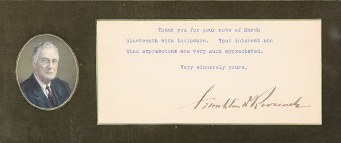 Franklin D. Roosevelt Signed Note