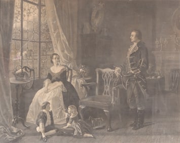 GR Hall Washington's First Interview Mezzotint