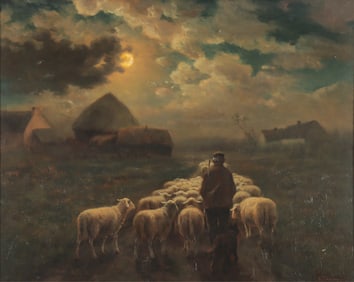 Sheep Herder - Oil on Board