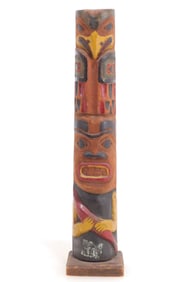 Northwest Carved Painted Wood Totem Pole
