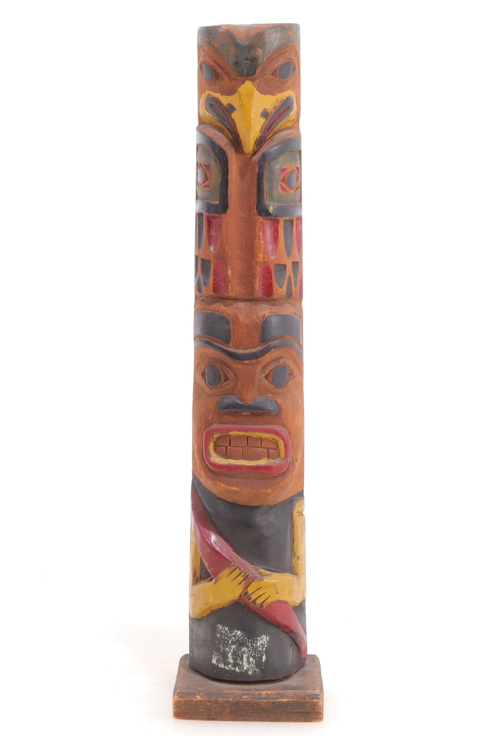 Northwest Carved Painted Wood Totem Pole (1 of 4)