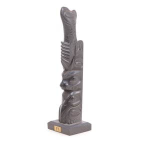 Northwest Carved Argillite Totem Pole