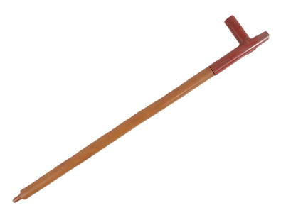 Native American Catlinite Wood Pipe: North American catlinite and wood pipe 24 1/2" L Property from a private Manhattan collection.
