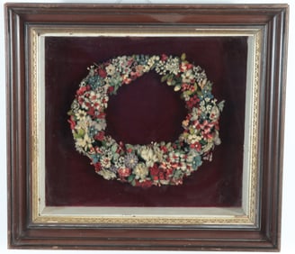 Victorian Floral Yarn Mourning Wreath