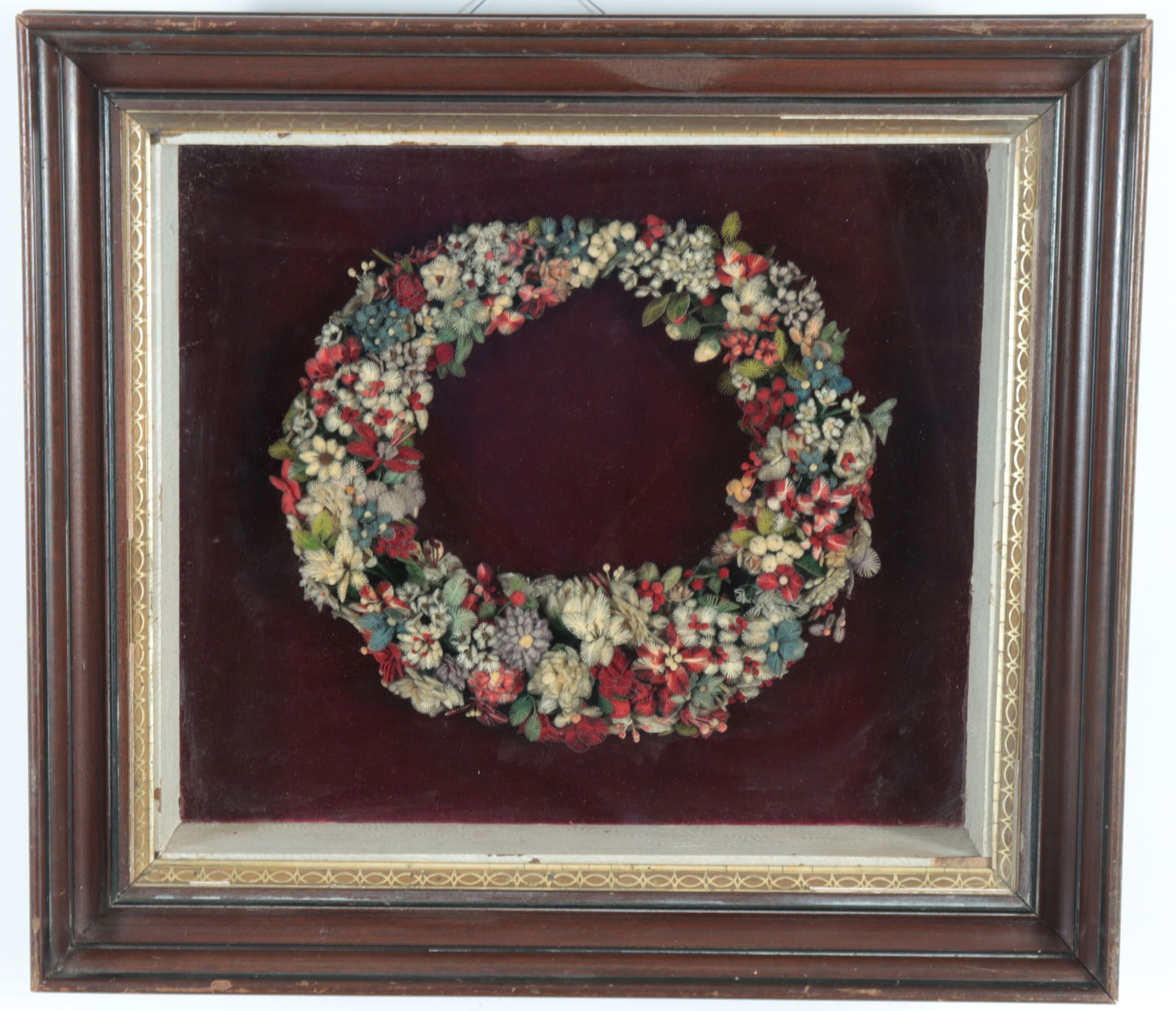 Victorian Floral Yarn Mourning Wreath (1 of 7)