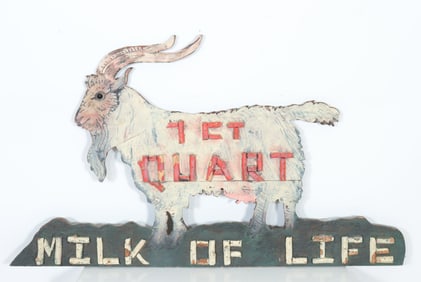 Vintage Folk Art "Milk Of Life" Goat Sign