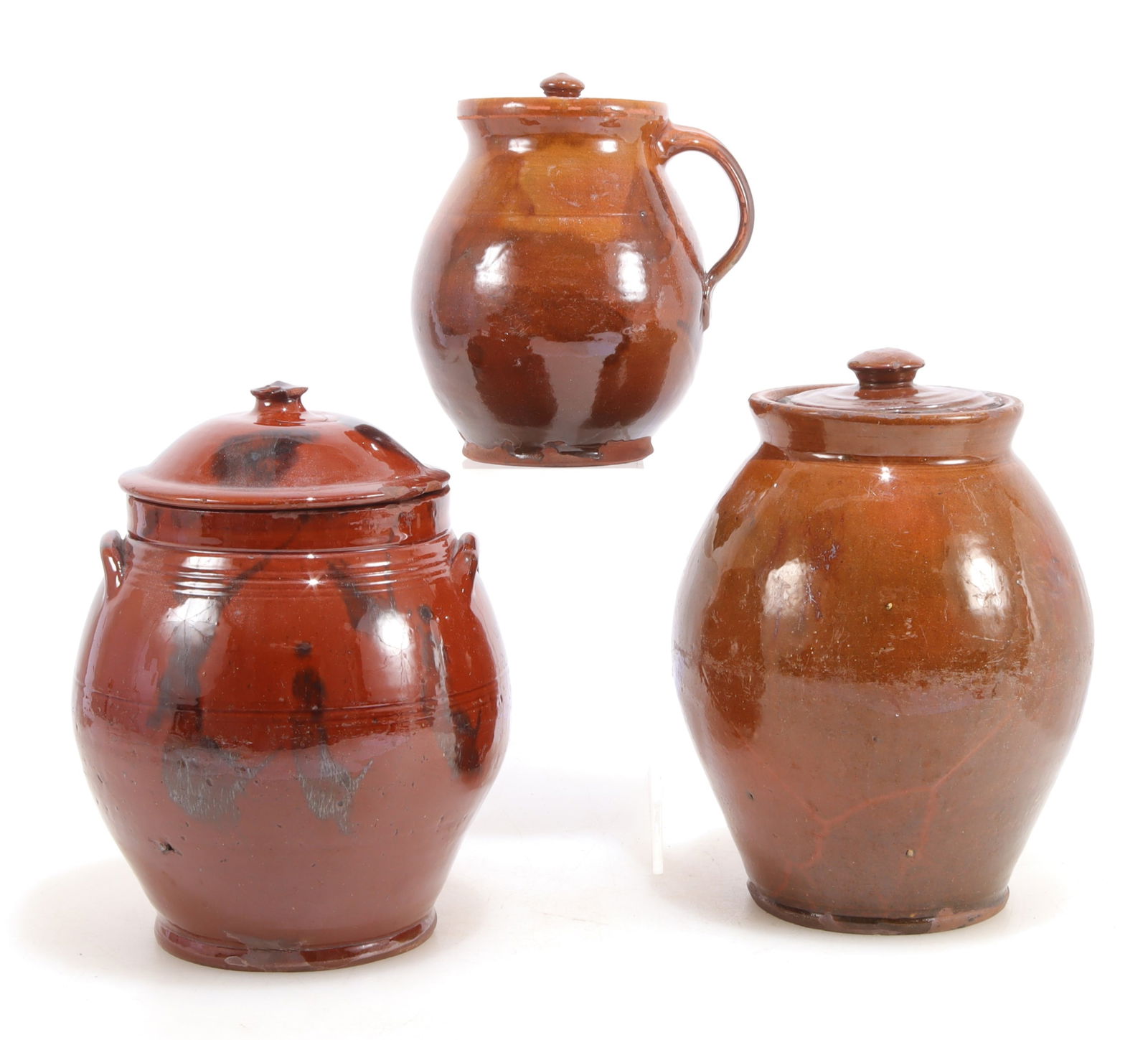Three Redware Covered Pots 19C (1 of 12)