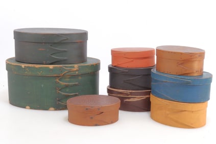 Assem. Group 9 Painted Oval Pantry Boxes