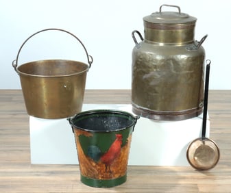 Brass Milk Can, Bucket, Ladle