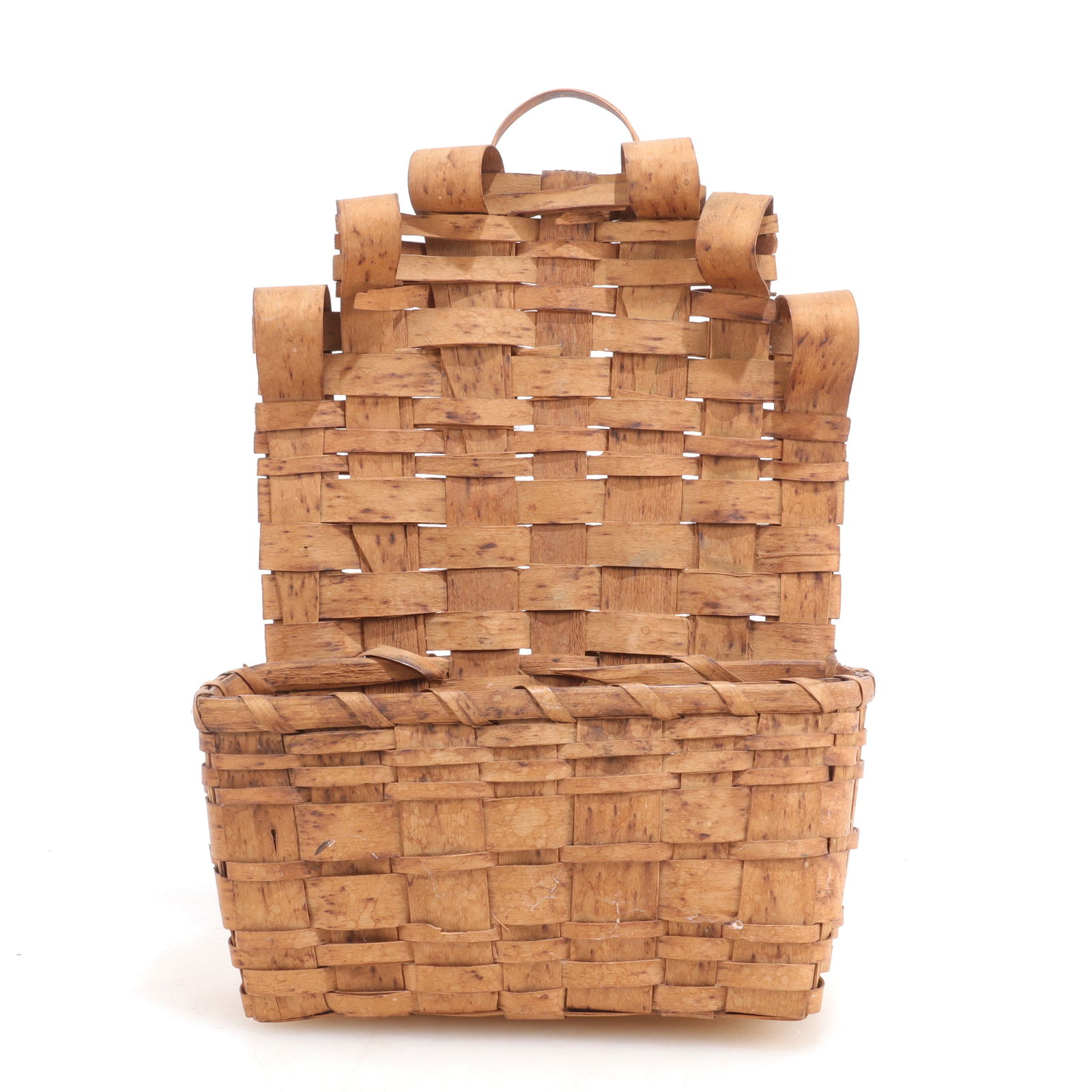 Ameican Painted Bark Wall Basket 19C (1 of 3)