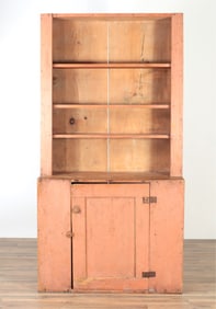 Salmon Painted Stepback Cupboard