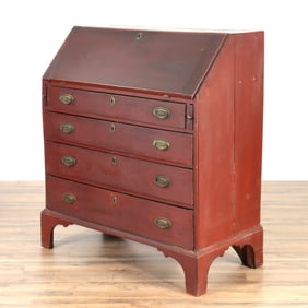 Red Painted Country Chippendale Slant-Lid Desk