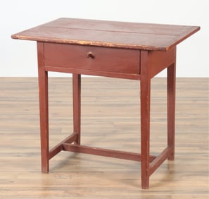 Red Painted One-Drawer Tavern Table