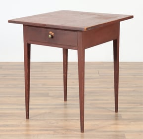 Red Painted One-Drawer Table