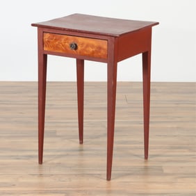 Red Painted Mahogay Drawer Side Table