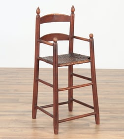 Red-Brown Painted Ladderback Child's Highchair