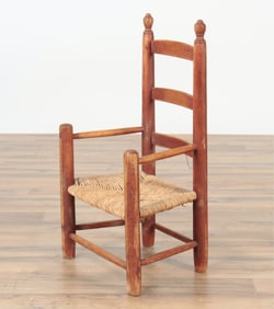 Child's Red Painted Ladderback Armchair